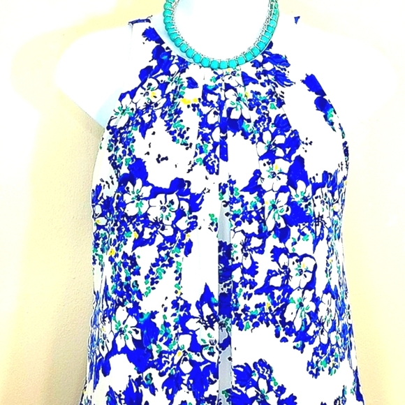 Willa Sundress swing floral print fully lined white blue yellow size M - Picture 4 of 8